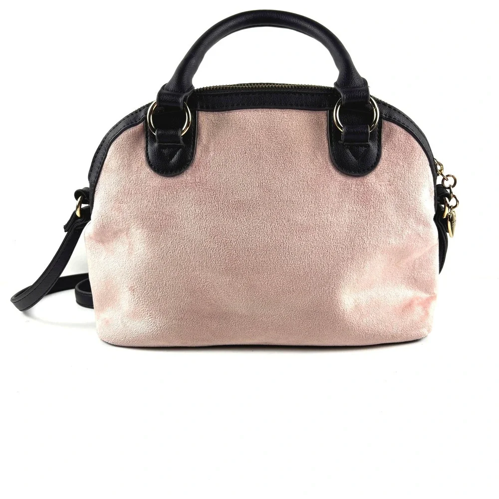 Juicy Couture Satchel Velour Satchel Pink Black Crossbody Bag Y2K Barbiecore